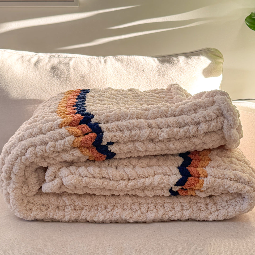 “Autumn Ray” Blanket – Hand-knitted without needles