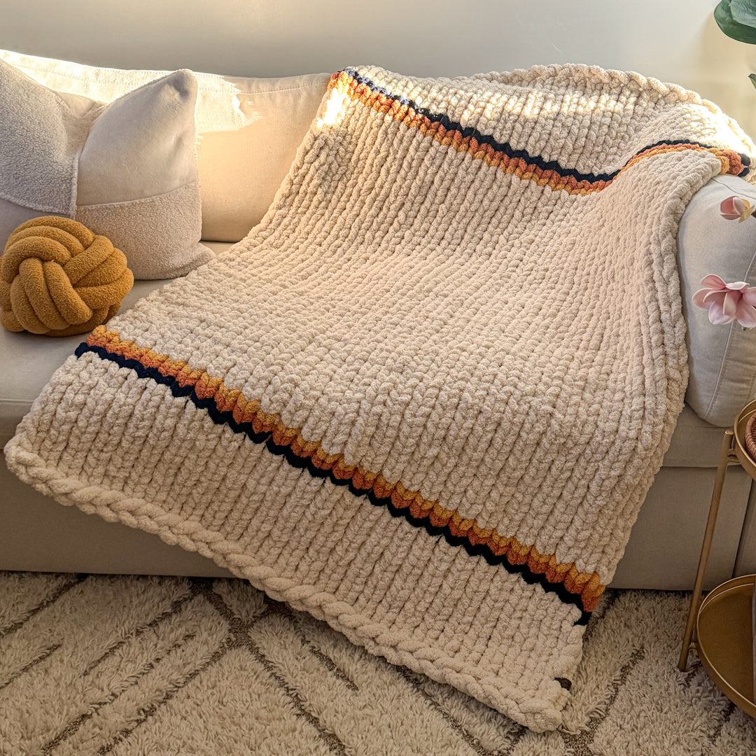 “Autumn Ray” Blanket – Hand-knitted without needles
